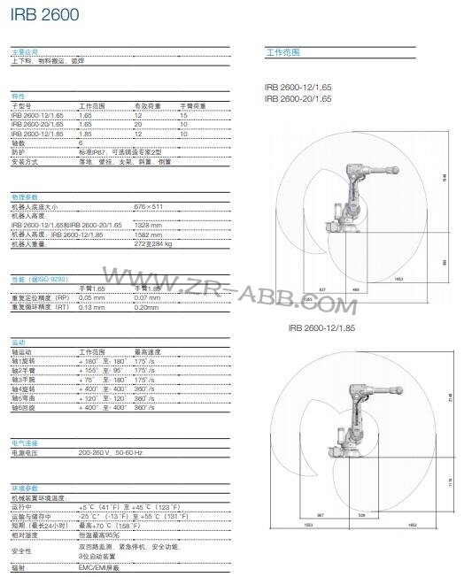 ABB工业物料搬运机器人IRB 2600租赁